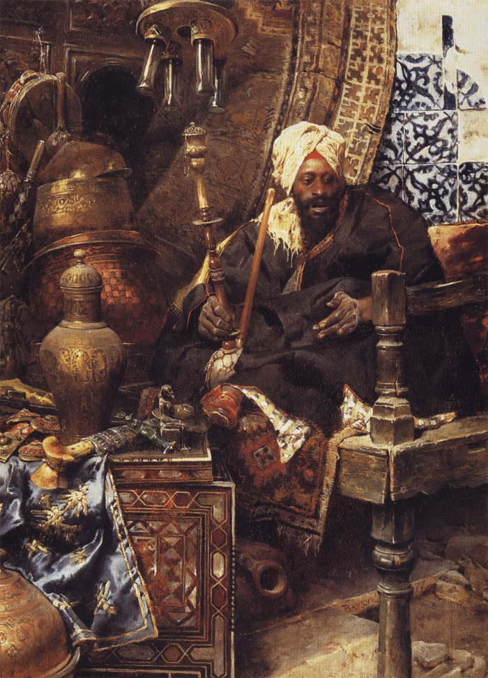 Arab Dealer Among His Antiques.